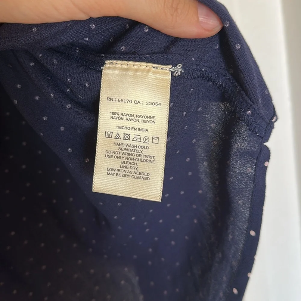Anthropologie Maeve Pernille Tie-Sleeve Blouse in Navy Blue XS - Picture 4 of 9